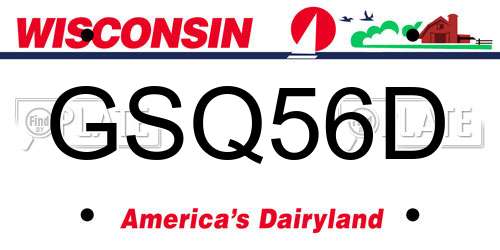 GSQ56D Wisconsin License Plate