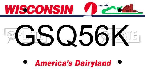 GSQ56K Wisconsin License Plate