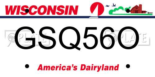 GSQ56O Wisconsin License Plate
