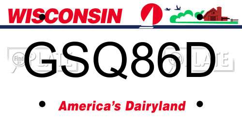 GSQ86D Wisconsin License Plate