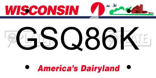 GSQ86K Wisconsin License Plate