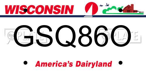 GSQ86O Wisconsin License Plate