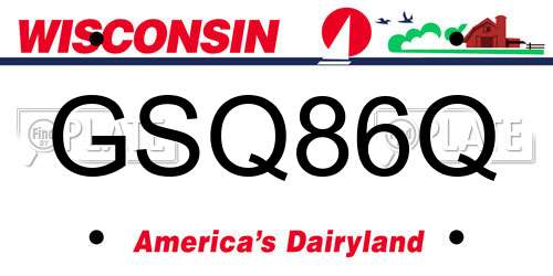 GSQ86Q Wisconsin License Plate