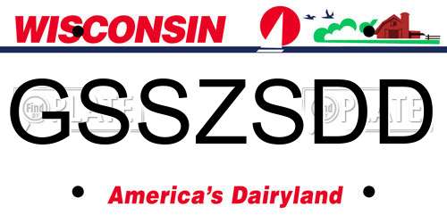 GSSZSDD Wisconsin License Plate