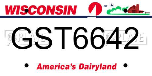 GST6642 Wisconsin License Plate