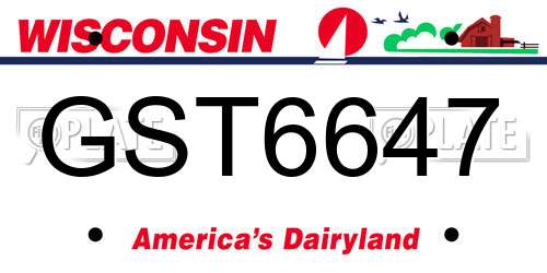 GST6647 Wisconsin License Plate