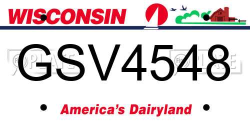 GSV4548 Wisconsin License Plate