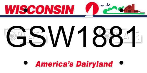 GSW1881 Wisconsin License Plate