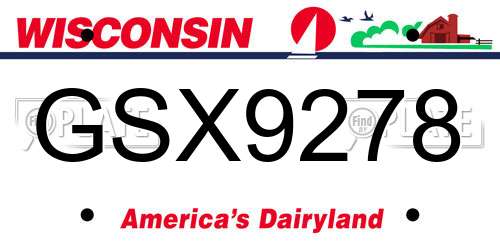 GSX9278 Wisconsin License Plate