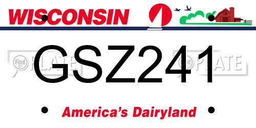GSZ241 Wisconsin License Plate