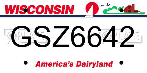 GSZ6642 Wisconsin License Plate