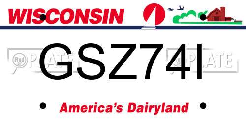 GSZ74I Wisconsin License Plate