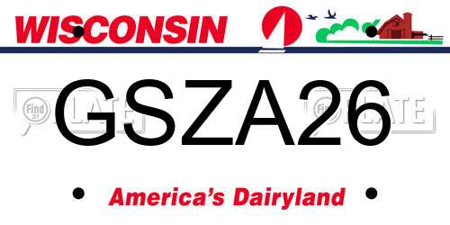GSZA26 Wisconsin License Plate