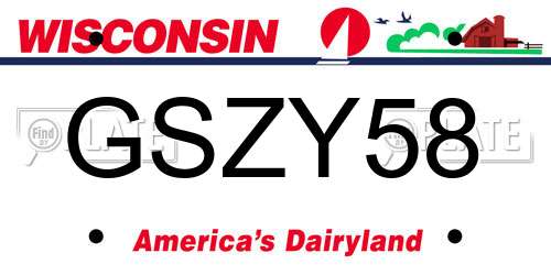 GSZY58 Wisconsin License Plate