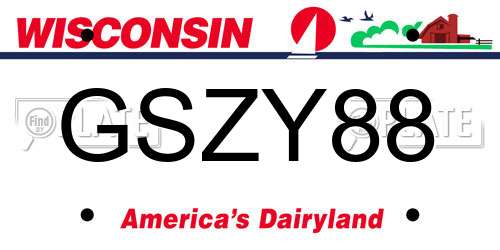 GSZY88 Wisconsin License Plate