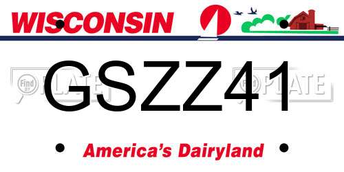 GSZZ41 Wisconsin License Plate