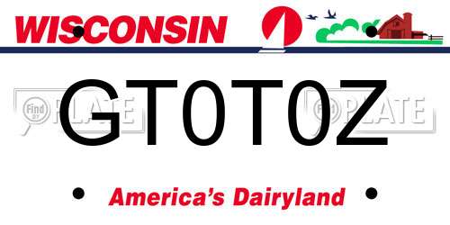 GT0T0Z Wisconsin License Plate
