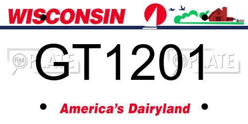 GT1201 Wisconsin License Plate