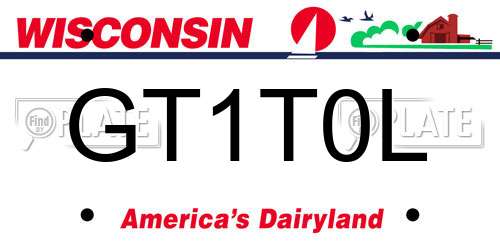 GT1T0L Wisconsin License Plate