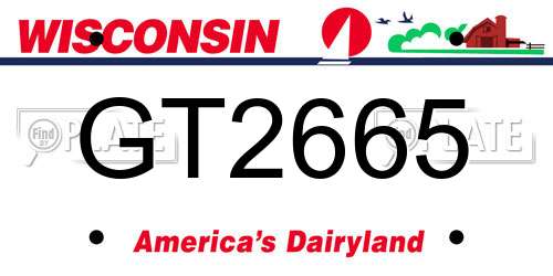GT2665 Wisconsin License Plate