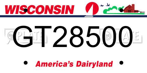 GT28500 Wisconsin License Plate