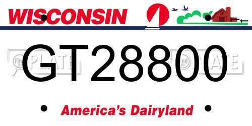 GT28800 Wisconsin License Plate