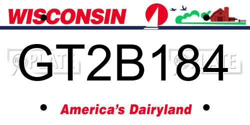 GT2B184 Wisconsin License Plate