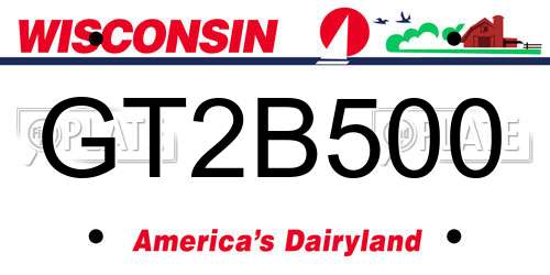 GT2B500 Wisconsin License Plate