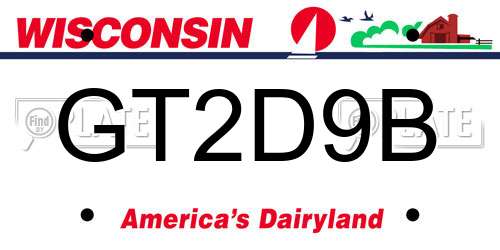GT2D9B Wisconsin License Plate