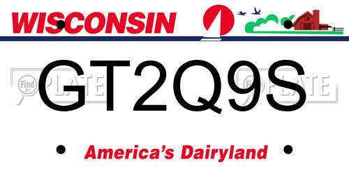 GT2Q9S Wisconsin License Plate