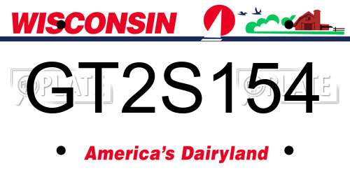 GT2S154 Wisconsin License Plate