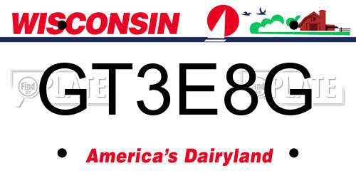 GT3E8G Wisconsin License Plate