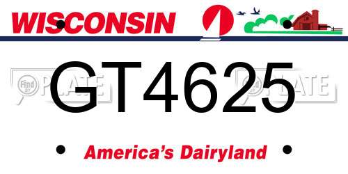 GT4625 Wisconsin License Plate