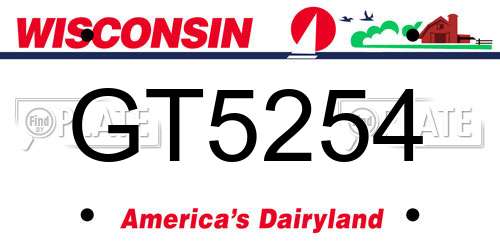GT5254 Wisconsin License Plate