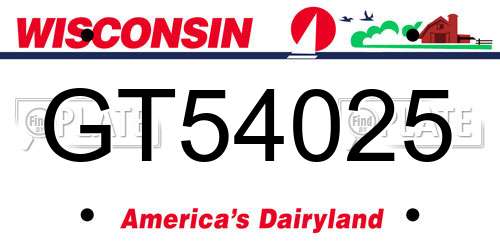 GT54025 Wisconsin License Plate