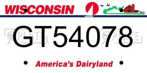 GT54078 Wisconsin License Plate