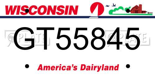 GT55845 Wisconsin License Plate