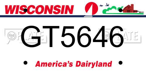 GT5646 Wisconsin License Plate