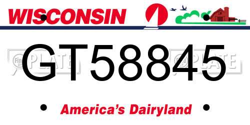 GT58845 Wisconsin License Plate