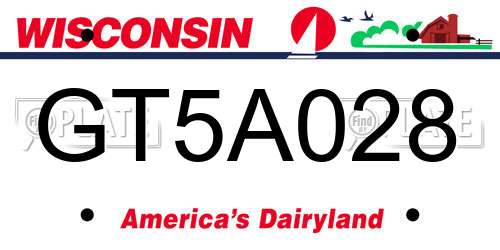 GT5A028 Wisconsin License Plate