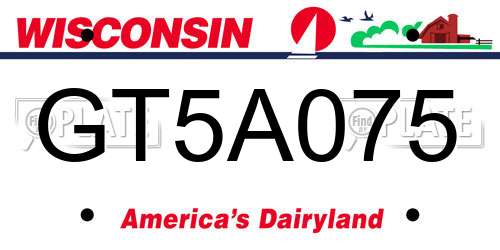 GT5A075 Wisconsin License Plate