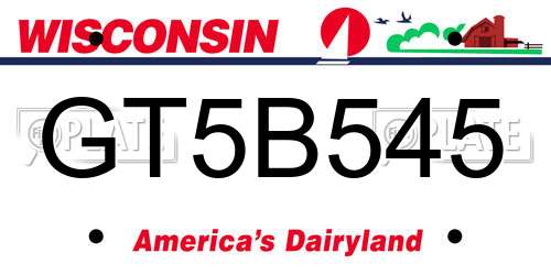 GT5B545 Wisconsin License Plate