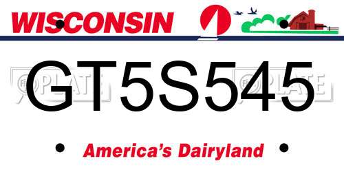 GT5S545 Wisconsin License Plate