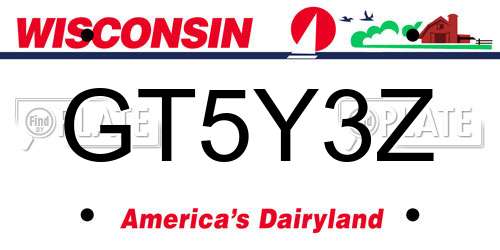 GT5Y3Z Wisconsin License Plate