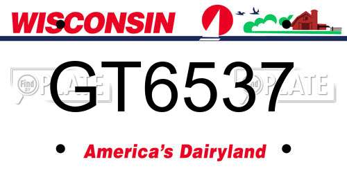 GT6537 Wisconsin License Plate