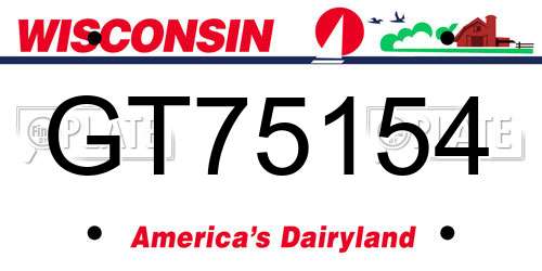 GT75154 Wisconsin License Plate