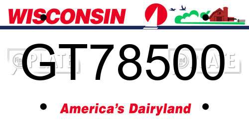 GT78500 Wisconsin License Plate