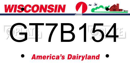 GT7B154 Wisconsin License Plate