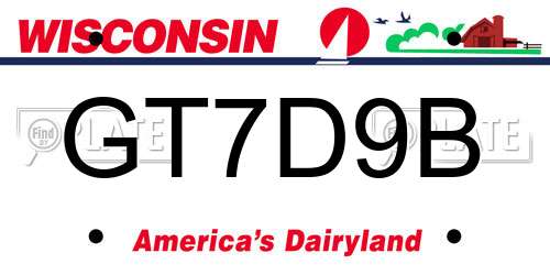 GT7D9B Wisconsin License Plate