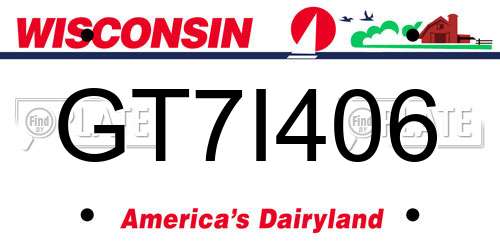 GT7I406 Wisconsin License Plate